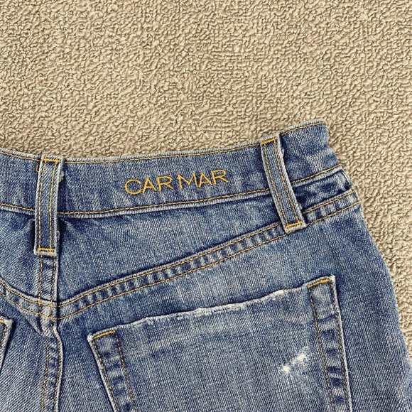 Carmar High Rise Rolled Cuff Jean Shorts Women's 26 Distressed Cotton Denim Blue - Picture 6 of 11